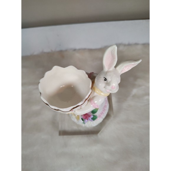Vintage Ceramic Easter Bunny Rabbit Egg Holder Display Planter Candy Dish - Picture 5 of 11